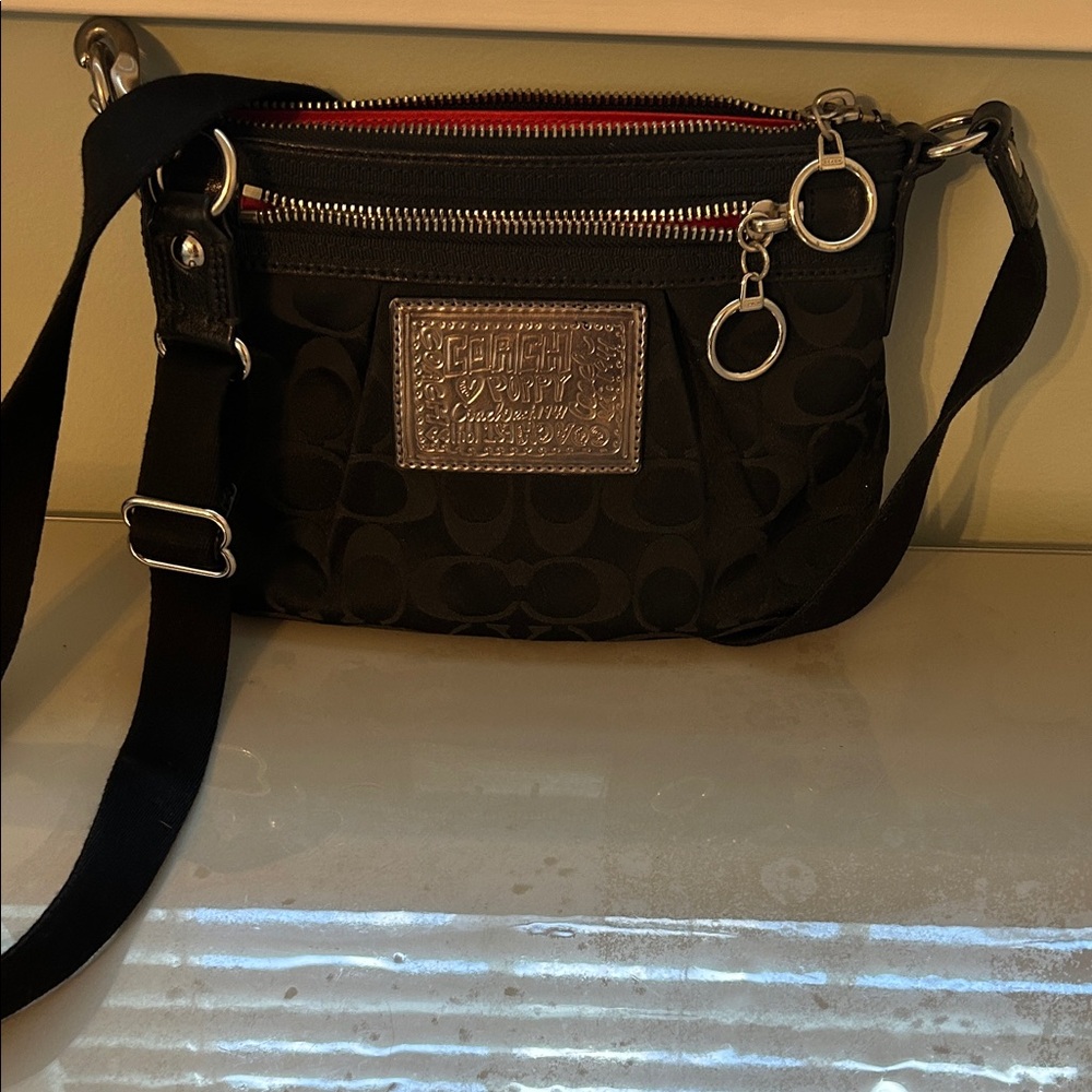 Coach Black and Silver Crossbody Bag